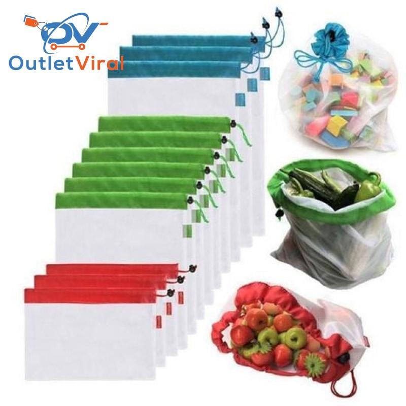 12 Pack Reusable Produce Bags Washable Eco Friendly Mesh Grocery