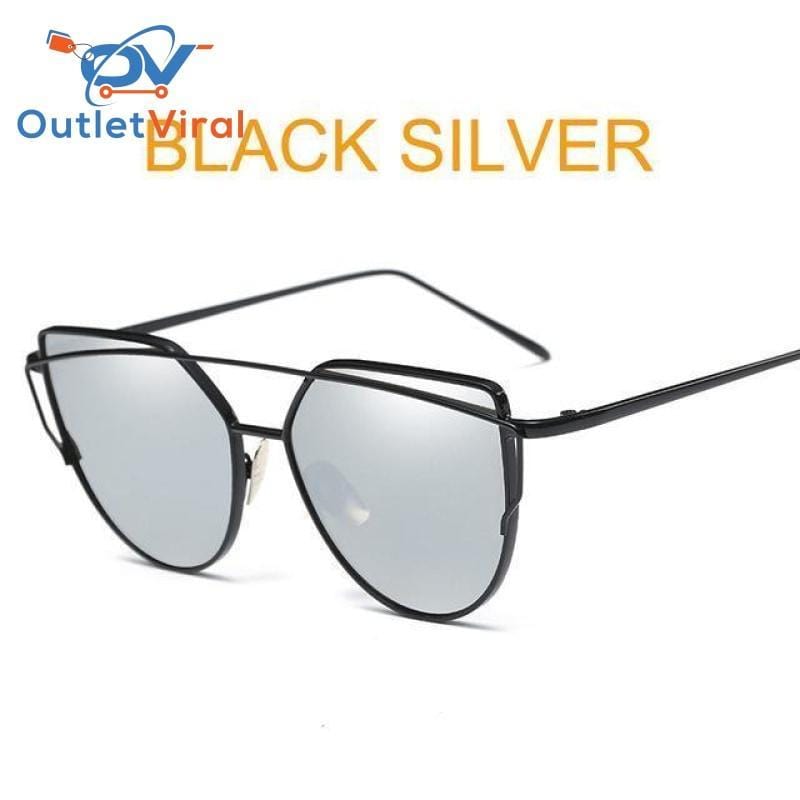 Cats Eye Sunglasses 6627 Black Silver