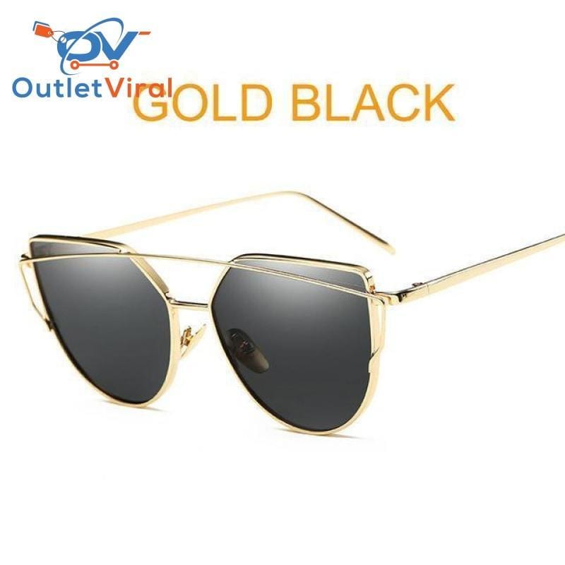 Cats Eye Sunglasses 6627 Gold Black