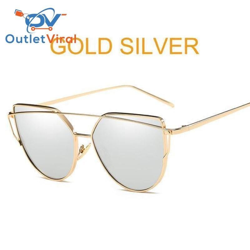 Cats Eye Sunglasses 6627 Gold Sliver