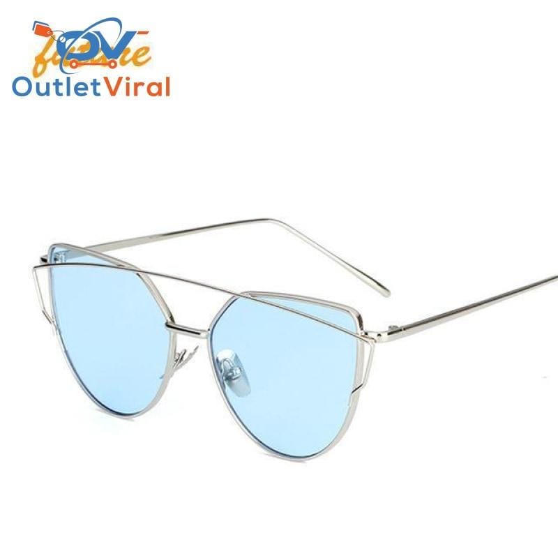 Cats Eye Sunglasses 6627 Silver Blue O