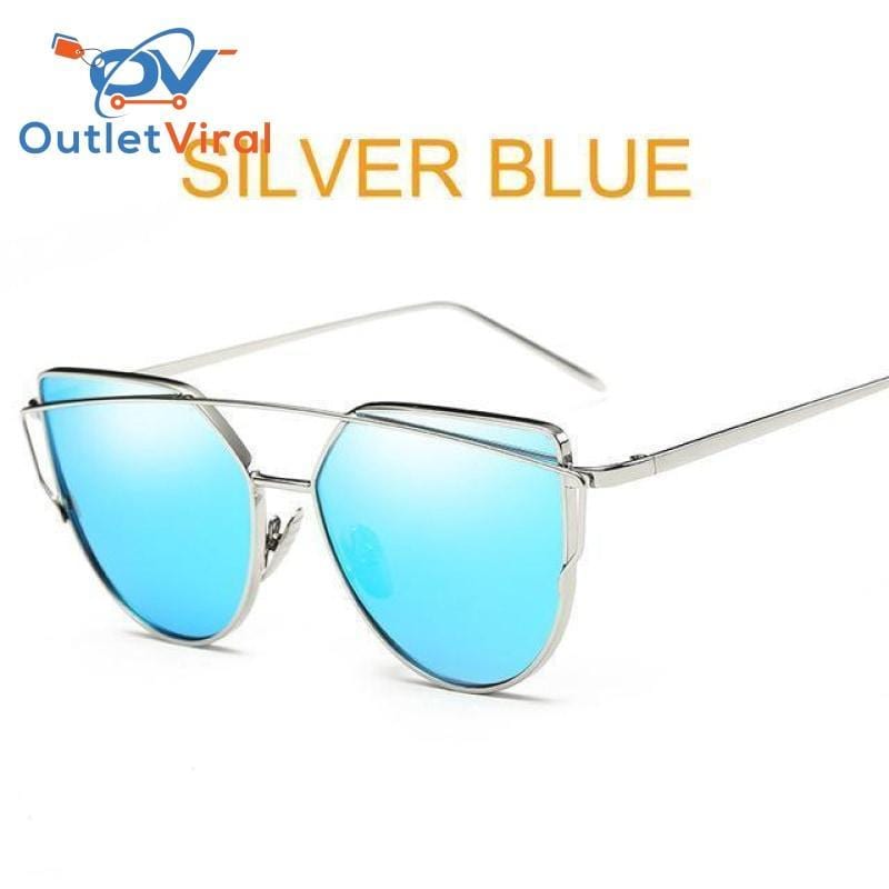 Cats Eye Sunglasses 6627 Silver Blue