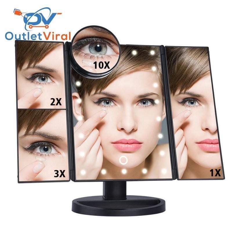 Touchscreen 3-Panel Led Makeup Mirror